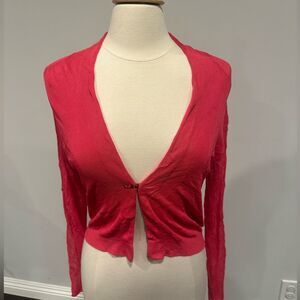 Elie Tahari Capri American Rose Silk Knit Cropped Cardigan size medium